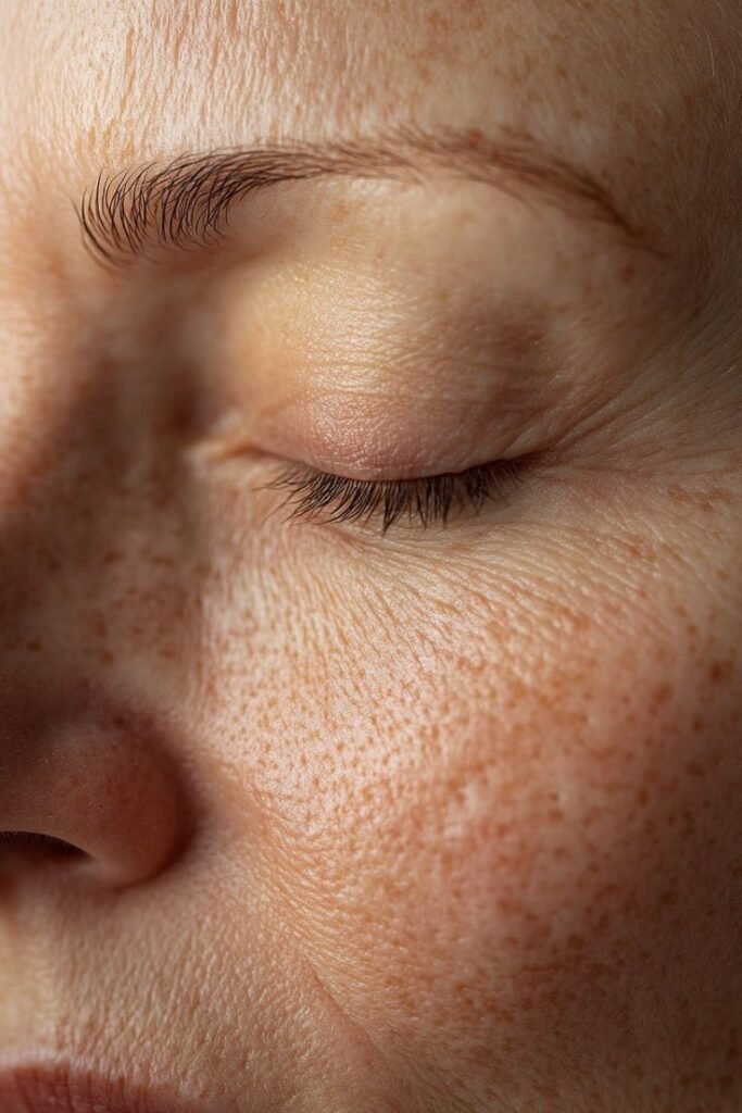 wanita dengan wajah kulit sensitif